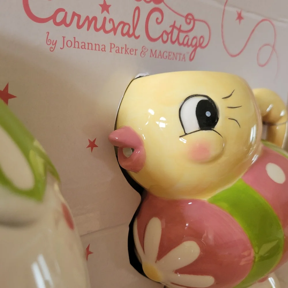 Johanna Parker Carnival Cottage Easter Chick & Egg Cream & Sugar Set~ NIB